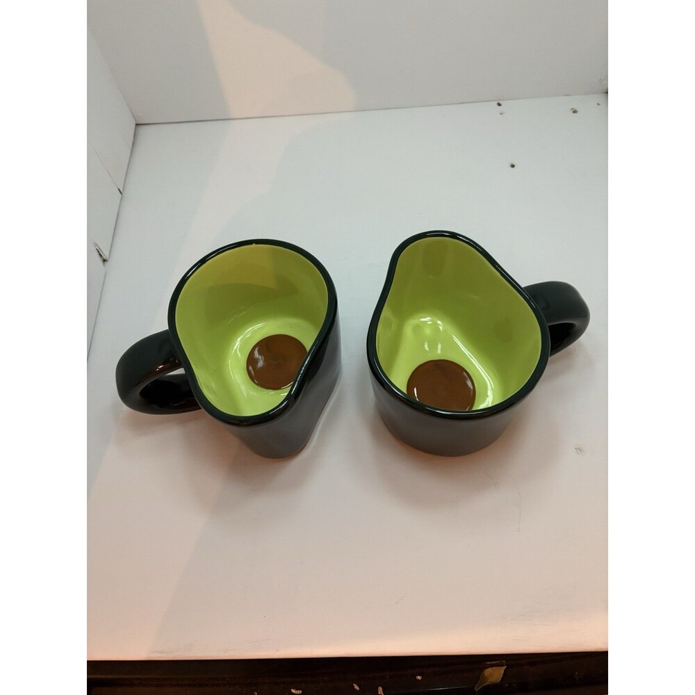 Tabitha Brown Avocado Shaped Stoneware Mugs Set of 2 Microwave & Dishwasher Safe